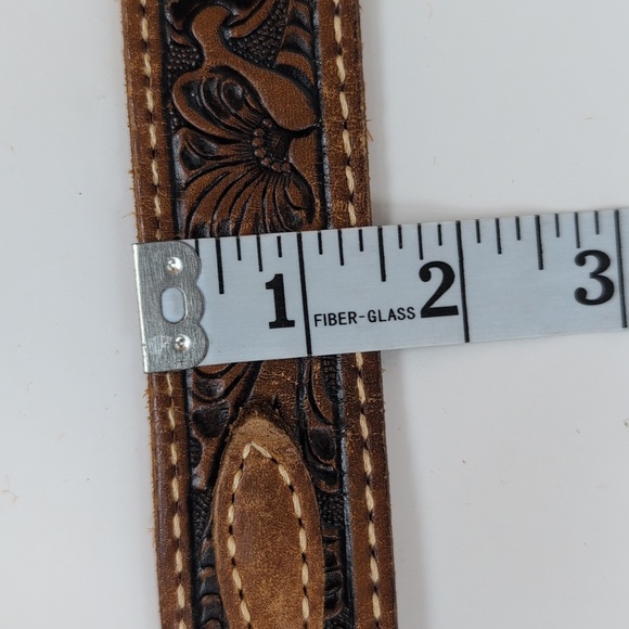Vtg Tony Lama Hand Tooled Leather Ranger Belt 38 Made in USA Western Floral main image 6